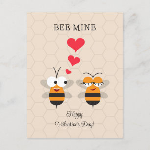 Bee Mine Honeybee Cute Valentine's Day Holiday Postcard