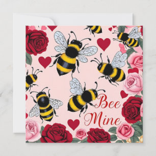 Bee Mine Love Buzz Design Flat Holiday Card