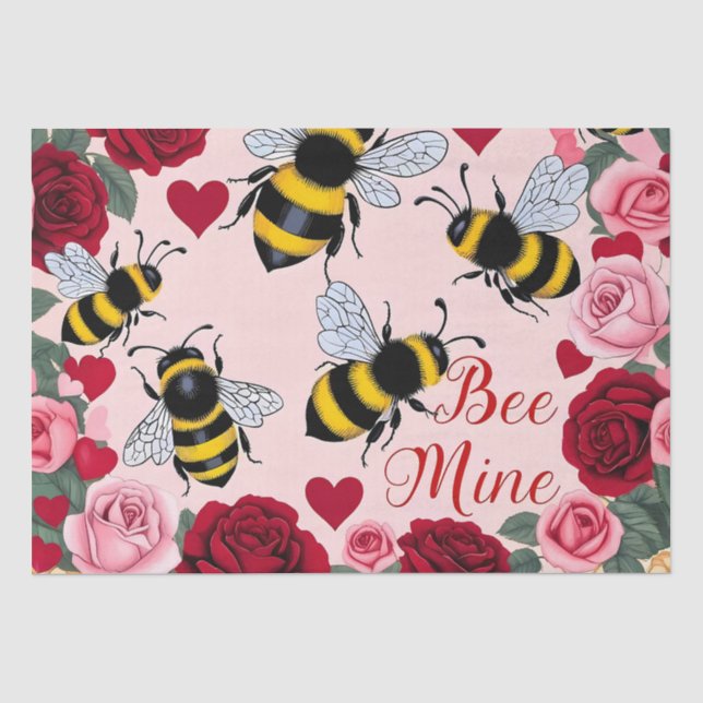Bee Mine Love Buzz Design Tissue Paper (Front)