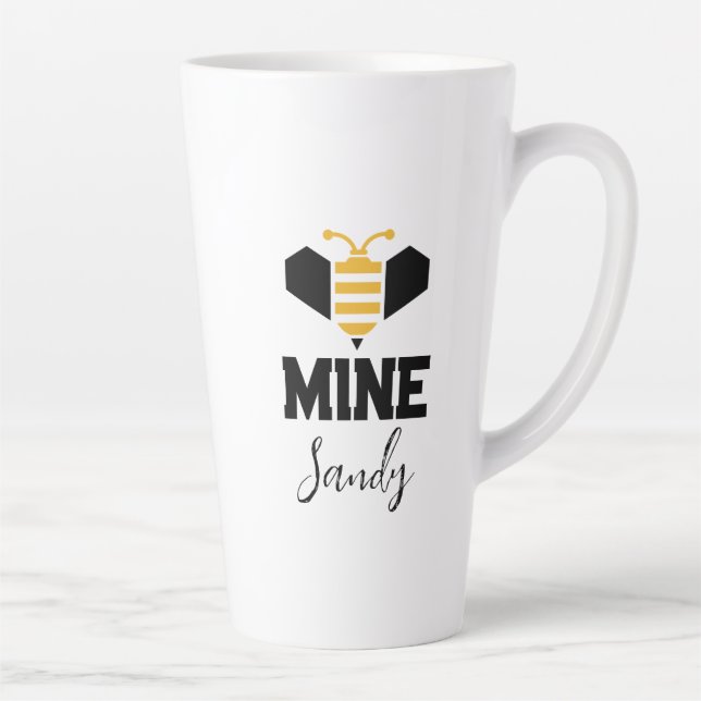 Bee Mine Minimalist Romantic Gift Latte Mug (Right)