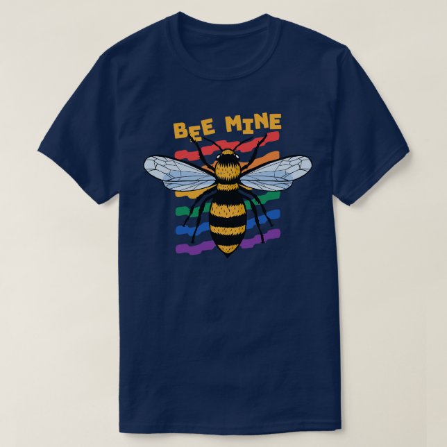Bee Mine Rainbow Valentine Bee T-Shirt (Design Front)