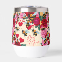 Bee Mine Romantic Floral Stemless Wine Tumbler