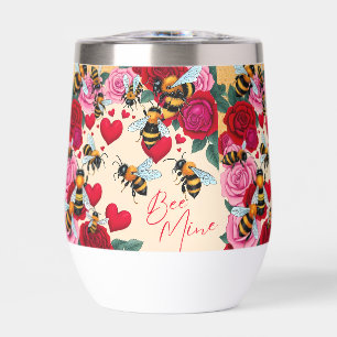 Bee Mine Romantic Floral Stemless Wine Tumbler