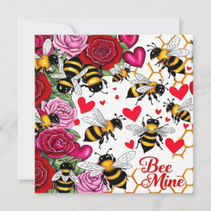 Bee Mine Sweet Honeycomb Blooms Flat Holiday Card