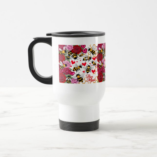 Bee Mine Sweet Honeycomb Blooms Travel Mug (Left)
