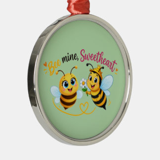 Bee Mine, Sweetheart – Cute Romantic Bee Couple Metal Tree Decoration