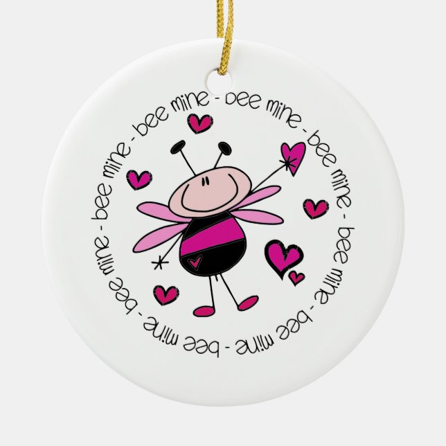 Bee Mine Valentine Ceramic Tree Decoration (Front)