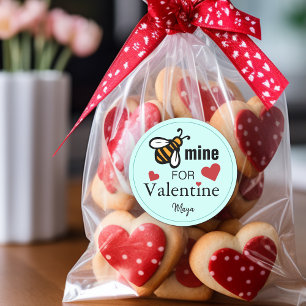 Bee Mine Valentine Favor Classic Round Sticker