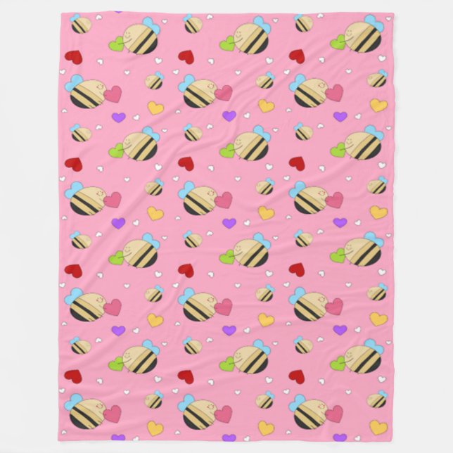 Bee Mine Valentine Fleece Blanket (Front)
