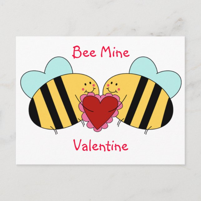 Bee Mine Valentine Holiday Postcard (Front)