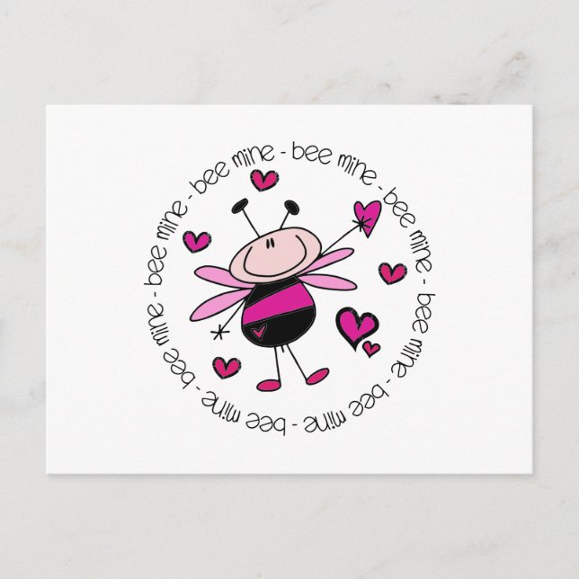 Bee Mine Valentine Holiday Postcard (Front)