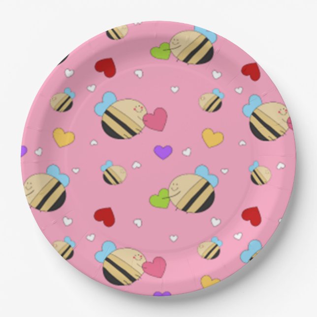 Bee Mine Valentine Paper Plate (Front)