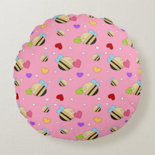 Bee Mine Valentine Round Cushion