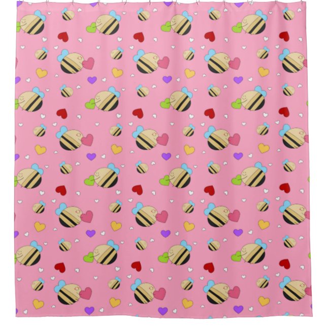 Bee Mine Valentine Shower Curtain (Front)