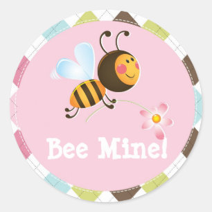 Bee Mine Valentine's Day Classic Round Sticker