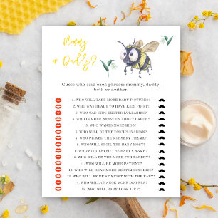 Bee - mummy or daddy baby shower game