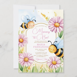 Bee Mummy to Bee Baby Shower Pink Sunflowers  Invitation