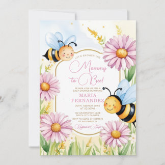 Bee Mummy to Bee Baby Shower Pink Sunflowers Invitation