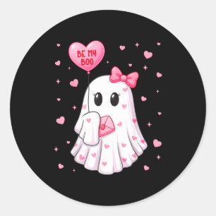 Bee My Boo Heart Boo Ghost Valentine Outfit Women Classic Round Sticker