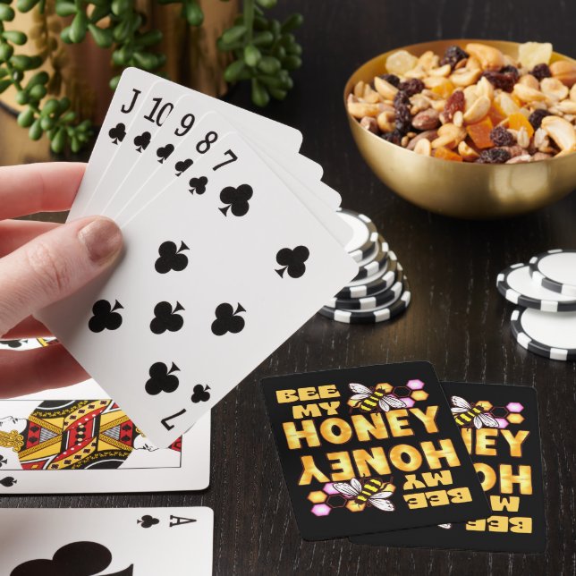 BEE MY HONEY  funny cute bee valentines's day      Playing Cards (In Situ)