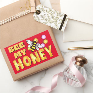 BEE MY HONEY  funny cute bee valentines's day      Rectangular Sticker