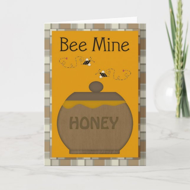 Bee My Honey Pot Valentine's Day Greeting Card (Front)