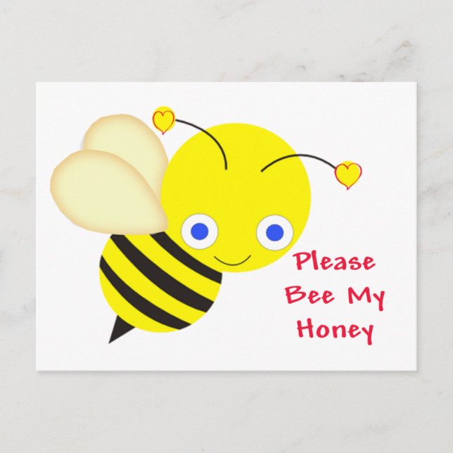 Bee My Honey Valentine Holiday Postcard (Front)