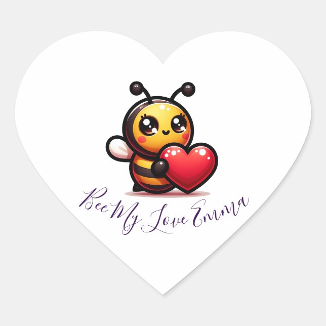 "Bee My Love, Emma" 🐝❤️ Heart Sticker (Front)