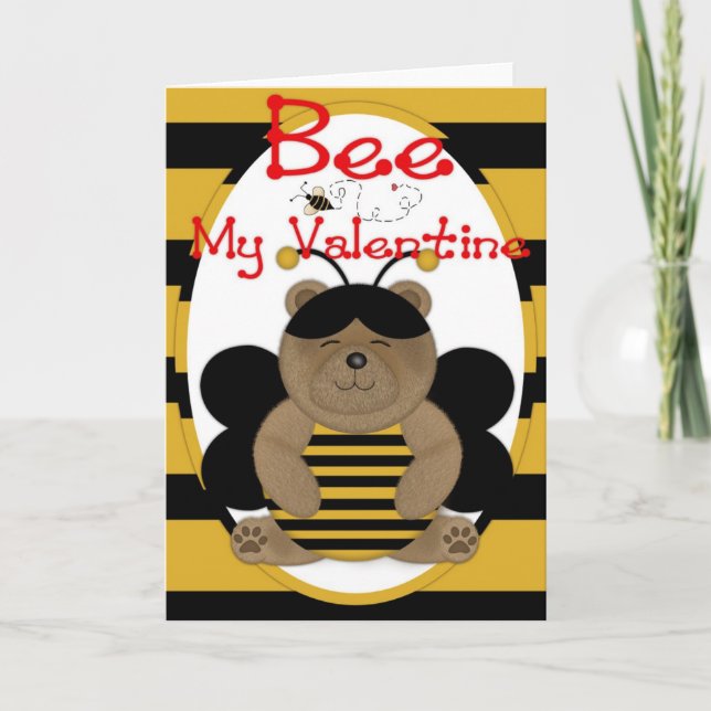 Bee My Valentine Honey Bear Greeting Card d1 (Front)