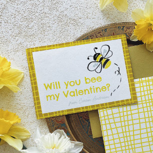 Bee My Valentine Illustrated Classroom Valentine Card