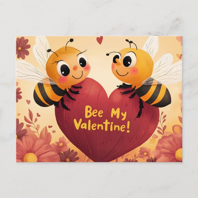 Bee My Valentine Kid Friendly Card (Front)