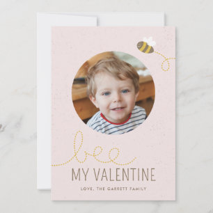 Bee My Valentine Kid's Holiday Photo Card - Pink