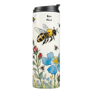 Bee Nice Bee Kind Bees and Wildflowers Thermal Tumbler