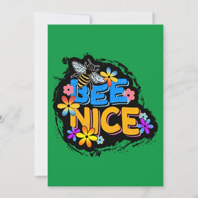 BEE NICE FLORAL COLORFUL FLOWERS  INVITATION (Front)