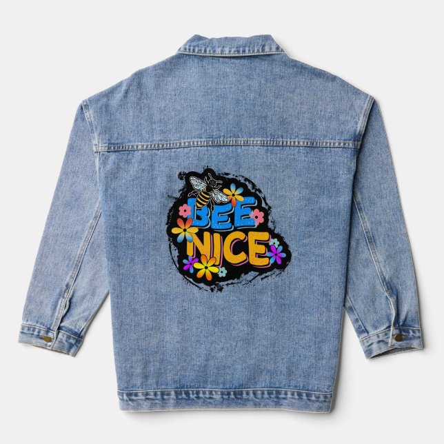 BEE NICE FLORAL NATURE DENIM JACKET (Back)
