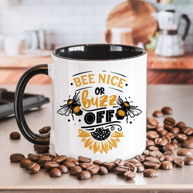 Bee Nice or Buzz Off Funny HoneyBee Mug (Creator Uploaded)