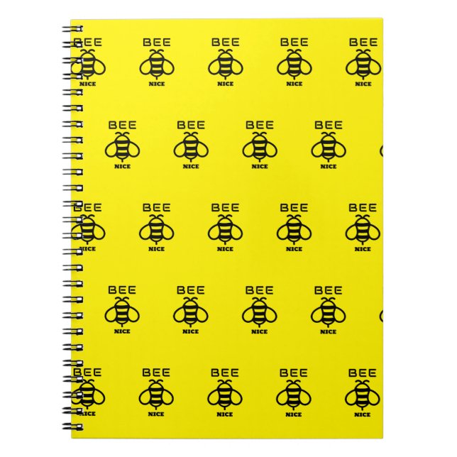 Bee Nice with Minimal Design Notebook (Front)