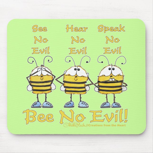"Bee No Evil" Bees Mouse Mat (Front)