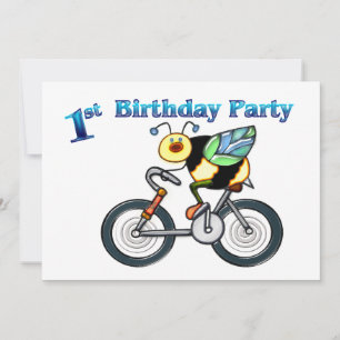 Bee on a Bike 1st Birthday Invitation