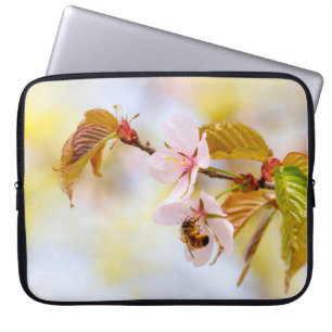Bee On A Cherry Flower Laptop Sleeve
