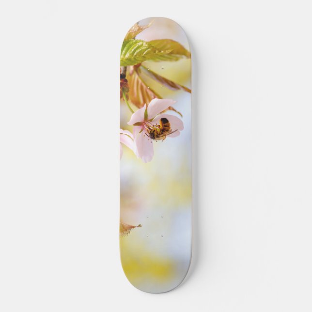 Bee On A Cherry Flower Skateboard (Front)