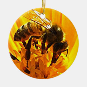 Bee on a Flower Ceramic Tree Decoration