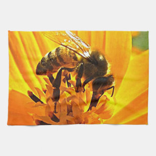 Bee on a Flower Tea Towel
