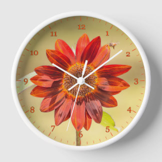 Bee on a Prado Red Sunflower Clock