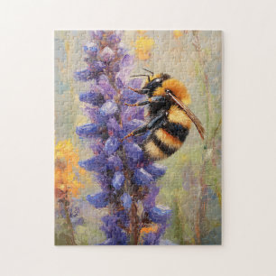 Bee on a Purple Lupine Flower Jigsaw Puzzle