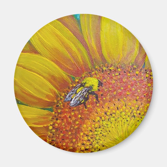 Bee on a Sunflower Magnet (Front)