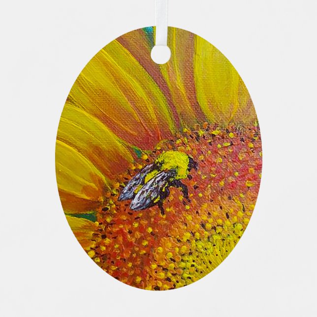 Bee on a Sunflower Ornament (Front)