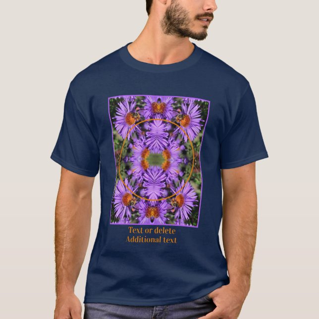 Bee On Aster Flower Frame Create Your Own Photo T-Shirt (Front)