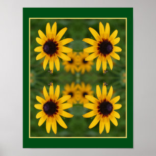 Bee On Black Eyed Susan Flower Abstract  Poster