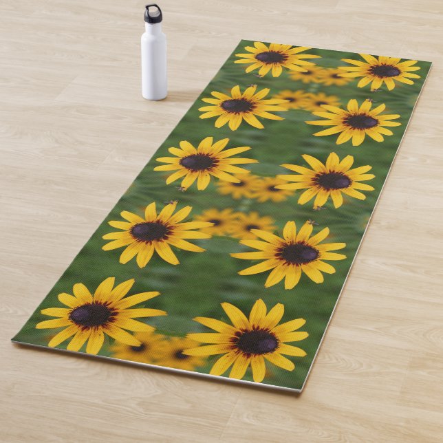 Bee On Black Eyed Susan Flower Abstract  Yoga Mat (In Situ)